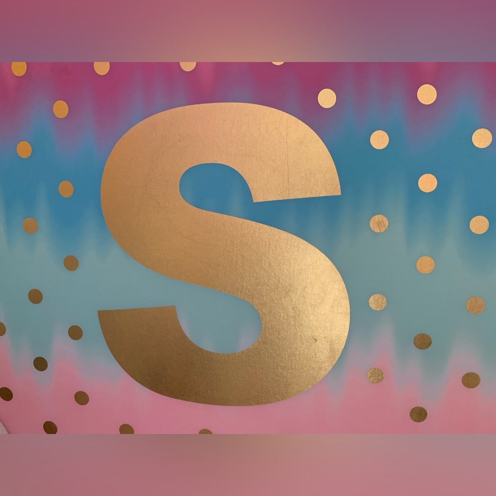Justice Girls Padded Gold Dotted Ombre Memory Pin Board Golden Initial Letter S
